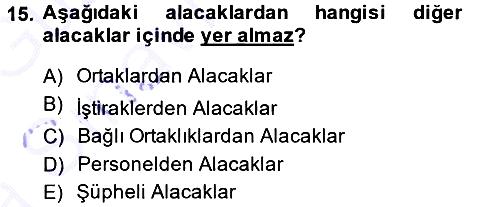 Dönemsonu İşlemleri 2014-2015 Ara Sınav - 15. soru