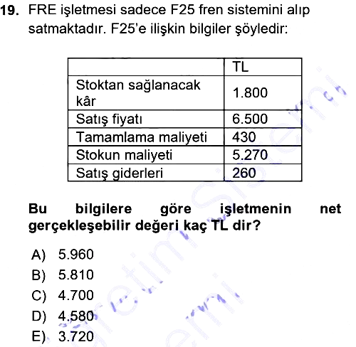 Dönemsonu İşlemleri 2015-2016 Ara Sınav - 19. soru