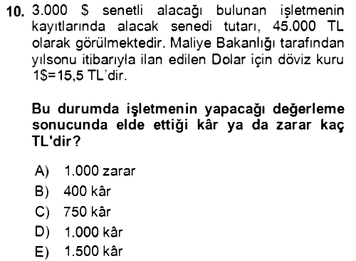 Dönemsonu İşlemleri 2022-2023 Ara Sınav - 10. soru