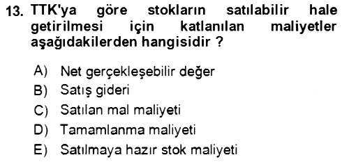 Dönemsonu İşlemleri 2022-2023 Ara Sınav - 13. soru