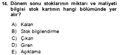 Dönemsonu İşlemleri 2022-2023 Ara Sınav - 14. soru