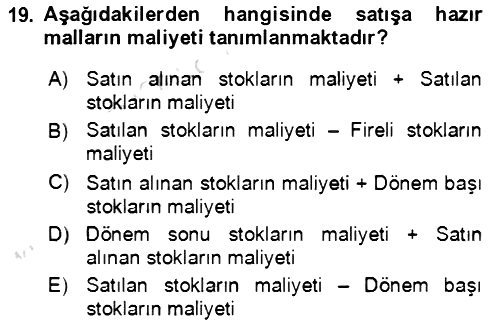 Dönemsonu İşlemleri 2022-2023 Ara Sınav - 19. soru