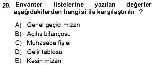 Dönemsonu İşlemleri 2022-2023 Ara Sınav - 20. soru