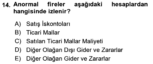 Dönemsonu İşlemleri 2023-2024 Ara Sınav - 14. soru