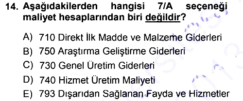 Dönemsonu İşlemleri 2012-2013 Dönem Sonu Sınavı - 14. soru