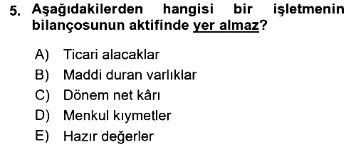 Dönemsonu İşlemleri 2015-2016 Dönem Sonu Sınavı - 5. soru
