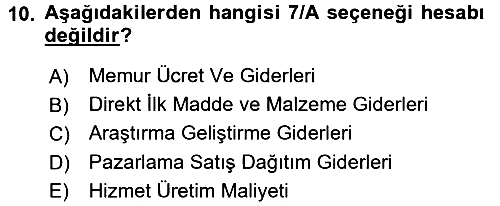 Dönemsonu İşlemleri 2015-2016 Dönem Sonu Sınavı - 10. soru
