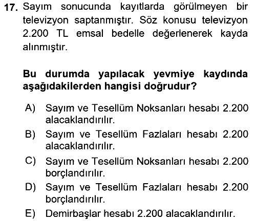 Dönemsonu İşlemleri 2015-2016 Dönem Sonu Sınavı - 17. soru