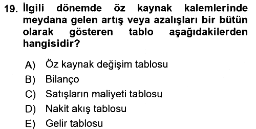 Dönemsonu İşlemleri 2015-2016 Dönem Sonu Sınavı - 19. soru