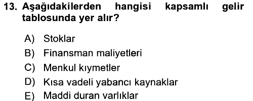 Dönemsonu İşlemleri 2016-2017 Dönem Sonu Sınavı - 13. soru
