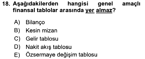 Dönemsonu İşlemleri 2016-2017 Dönem Sonu Sınavı - 18. soru