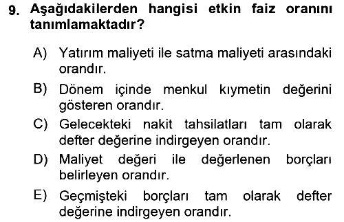Dönemsonu İşlemleri 2017-2018 Dönem Sonu Sınavı - 9. soru