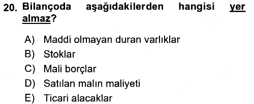 Dönemsonu İşlemleri 2017-2018 Dönem Sonu Sınavı - 20. soru