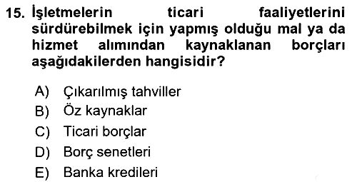 Dönemsonu İşlemleri 2018-2019 Dönem Sonu Sınavı - 15. soru