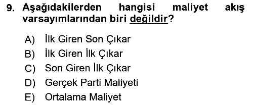 Dönemsonu İşlemleri 2018-2019 Yaz Okulu Sınavı - 9. soru