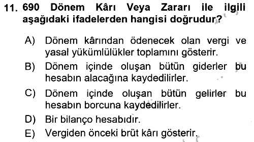 Dönemsonu İşlemleri 2018-2019 Yaz Okulu Sınavı - 11. soru