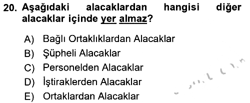 Dönemsonu İşlemleri 2018-2019 Yaz Okulu Sınavı - 20. soru