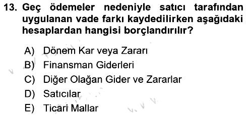 Dönemsonu İşlemleri 2020-2021 Yaz Okulu Sınavı - 13. soru