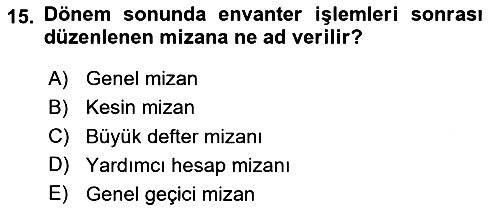 Dönemsonu İşlemleri 2020-2021 Yaz Okulu Sınavı - 15. soru