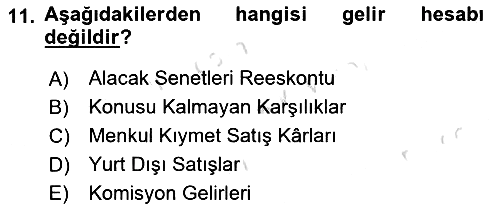 Dönemsonu İşlemleri 2023-2024 Yaz Okulu Sınavı - 11. soru