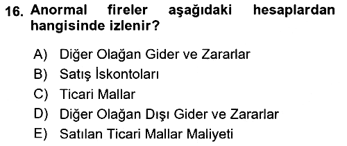 Dönemsonu İşlemleri 2023-2024 Yaz Okulu Sınavı - 16. soru