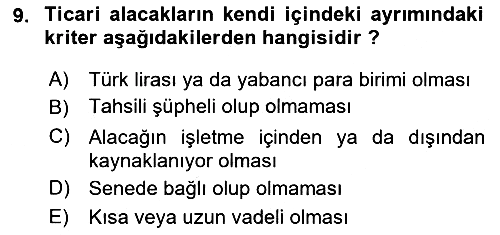 Dönemsonu İşlemleri 2024-2025 Yaz Okulu Sınavı - 9. soru
