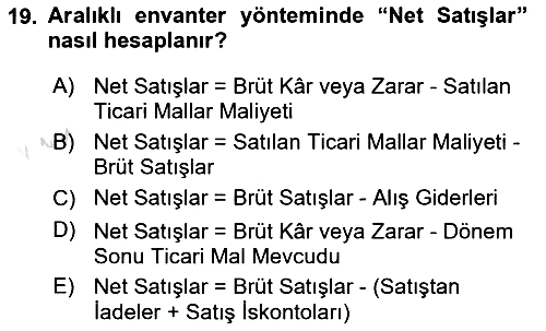 Finansal Muhasebe 2023-2024 Ara Sınav - 19. soru