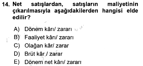 Finansal Muhasebe 2024-2025 Ara Sınav - 14. soru