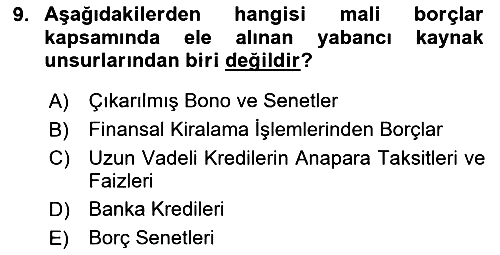 Finansal Muhasebe 2023-2024 Dönem Sonu Sınavı - 9. soru