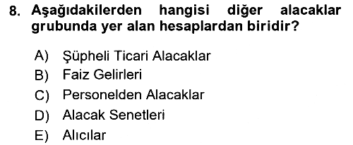 Finansal Muhasebe 2023-2024 Yaz Okulu Sınavı - 8. soru