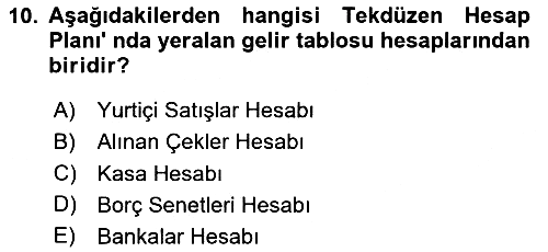 Finansal Muhasebe 2023-2024 Yaz Okulu Sınavı - 10. soru