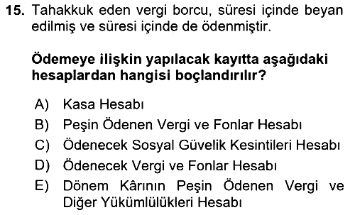 Finansal Muhasebe 2023-2024 Yaz Okulu Sınavı - 15. soru