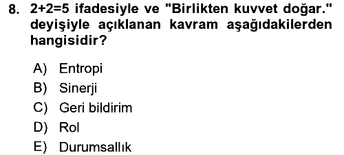 İşletme Yönetimi 2016-2017 3 Ders Sınavı - 8. soru