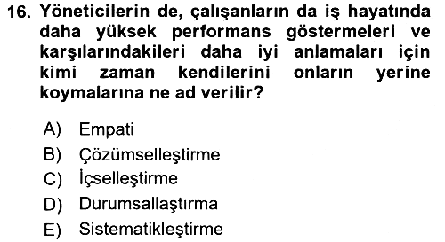 İşletme Yönetimi 2017-2018 3 Ders Sınavı - 16. soru