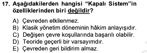 İşletme Yönetimi 2012-2013 Ara Sınav - 17. soru