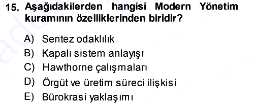İşletme Yönetimi 2013-2014 Ara Sınav - 15. soru