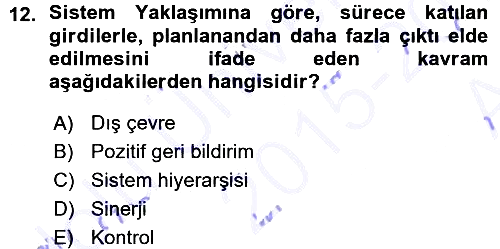 İşletme Yönetimi 2015-2016 Ara Sınav - 12. soru