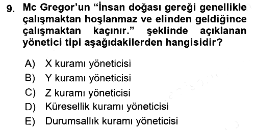 İşletme Yönetimi 2018-2019 Ara Sınav - 9. soru