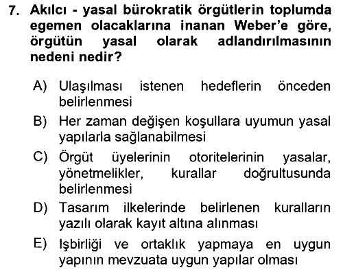 İşletme Yönetimi 2019-2020 Ara Sınav - 7. soru