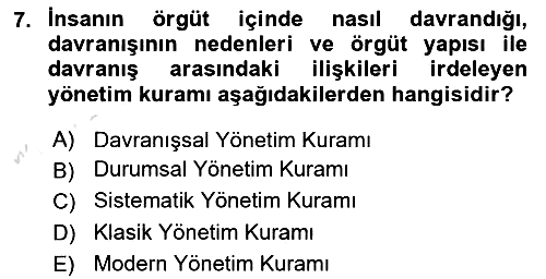 İşletme Yönetimi 2021-2022 Ara Sınav - 7. soru