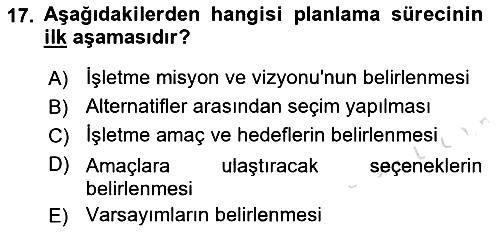 İşletme Yönetimi 2022-2023 Ara Sınav - 17. soru