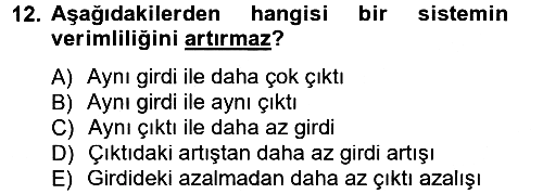 İşletme Yönetimi 2012-2013 Dönem Sonu Sınavı - 12. soru