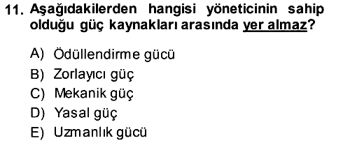 İşletme Yönetimi 2013-2014 Dönem Sonu Sınavı - 11. soru