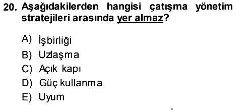 İşletme Yönetimi 2013-2014 Dönem Sonu Sınavı - 20. soru