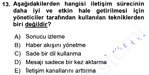 İşletme Yönetimi 2015-2016 Dönem Sonu Sınavı - 13. soru