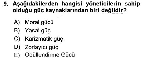 İşletme Yönetimi 2016-2017 Dönem Sonu Sınavı - 9. soru