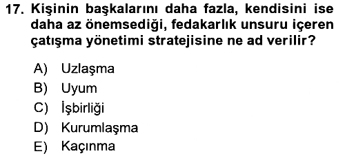 İşletme Yönetimi 2017-2018 Dönem Sonu Sınavı - 17. soru