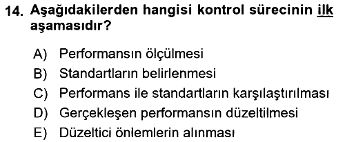 İşletme Yönetimi 2018-2019 Dönem Sonu Sınavı - 14. soru
