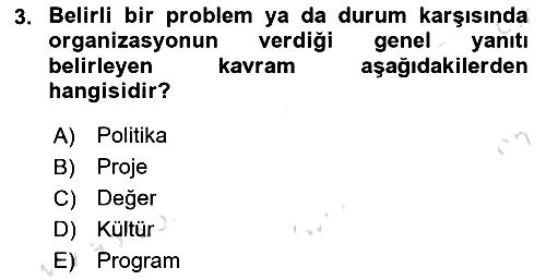 İşletme Yönetimi 2021-2022 Dönem Sonu Sınavı - 3. soru