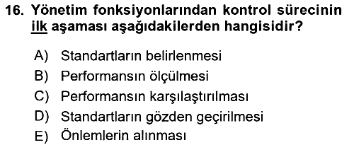 İşletme Yönetimi 2022-2023 Dönem Sonu Sınavı - 16. soru